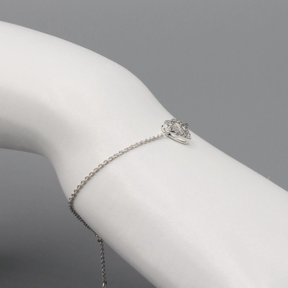 Jewelry bracelet love heart romantic silver plated sparkly stones elegant new - Picture 5 of 6